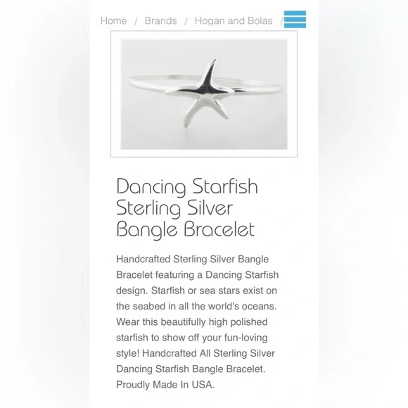 Hogan & Bolas Dancing Starfish Sterling Silver Bangle Bracelet - Picture 7 of 8